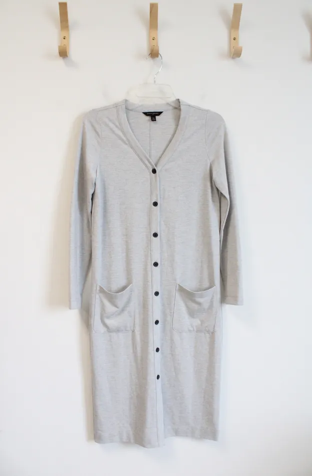 Banana Republic Necklaces Banana Republic Light Gray Long Sleeved Button Down Knit Midi Dress XS Banana Republic Necklaces Banana Republic Light Gray Long Sleeved Button Down Knit Midi Dress XS