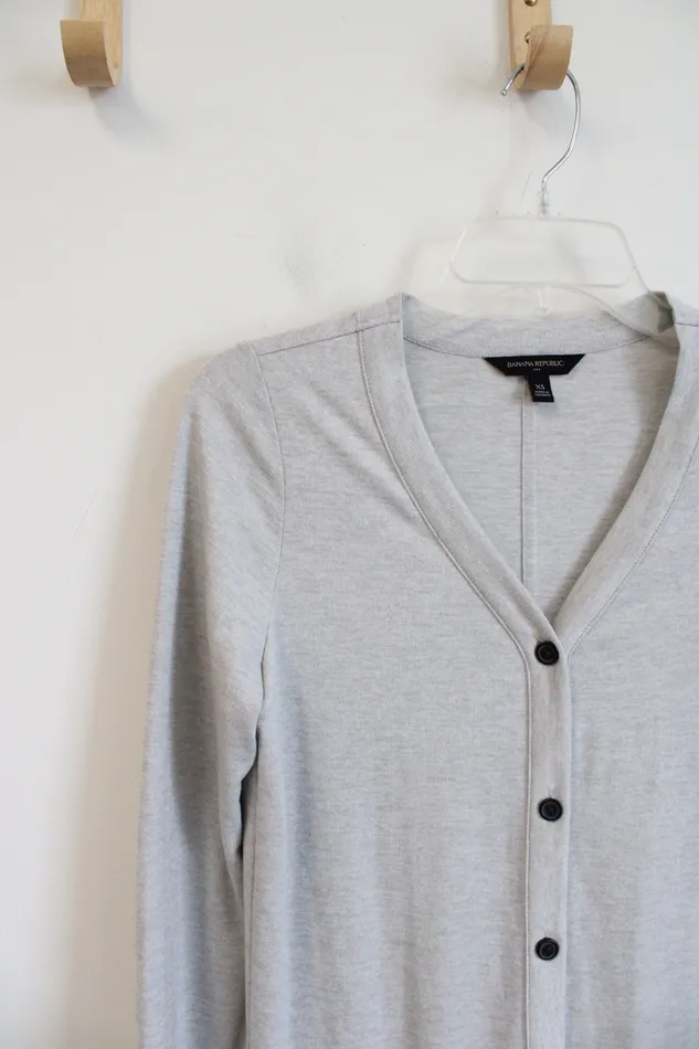 Banana Republic Necklaces Banana Republic Light Gray Long Sleeved Button Down Knit Midi Dress XS
