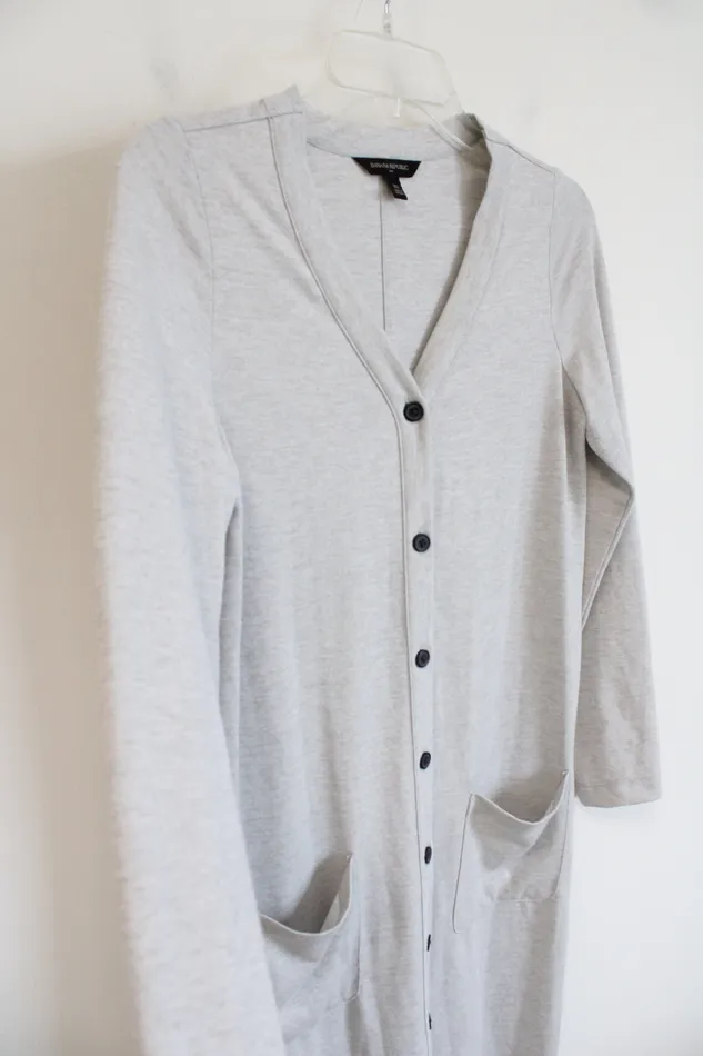 Banana Republic Necklaces Banana Republic Light Gray Long Sleeved Button Down Knit Midi Dress XS