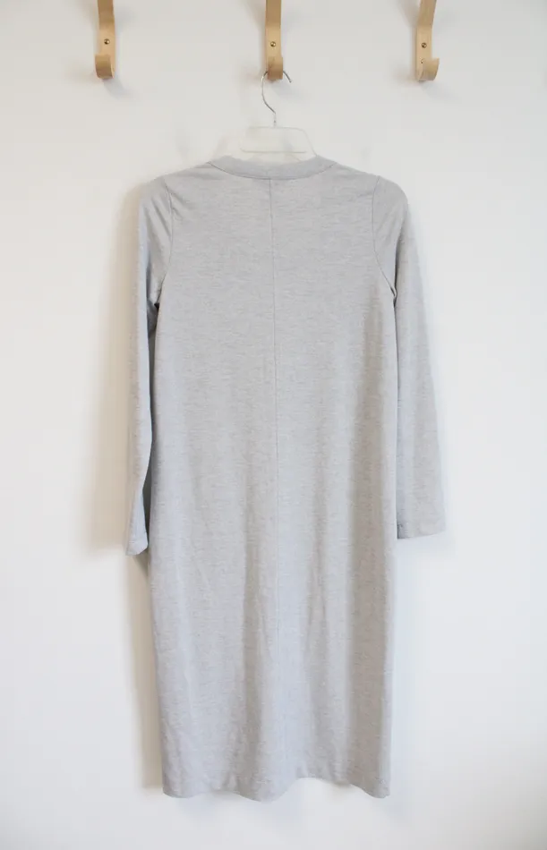 Banana Republic Necklaces Banana Republic Light Gray Long Sleeved Button Down Knit Midi Dress XS