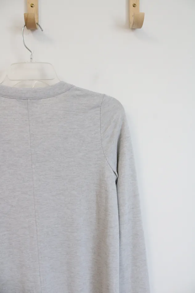 Banana Republic Necklaces Banana Republic Light Gray Long Sleeved Button Down Knit Midi Dress XS