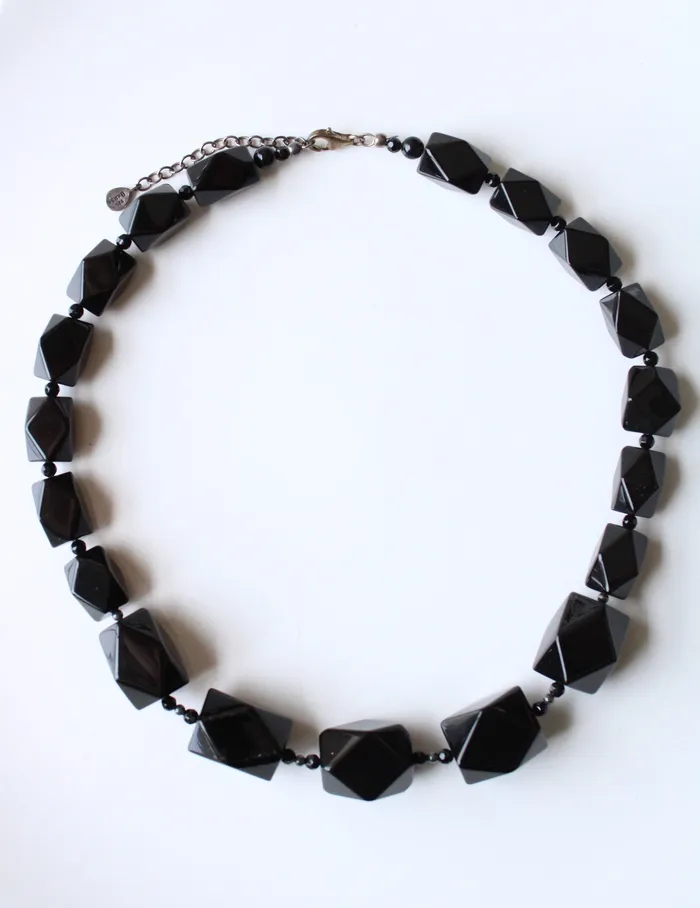 Barse Necklaces Barse Onyx Black Glass Beaded Statement Chunky Necklace