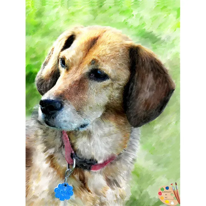 Beagle Dog Pet Portrait Digital Portrait Portraits by NC Earrings