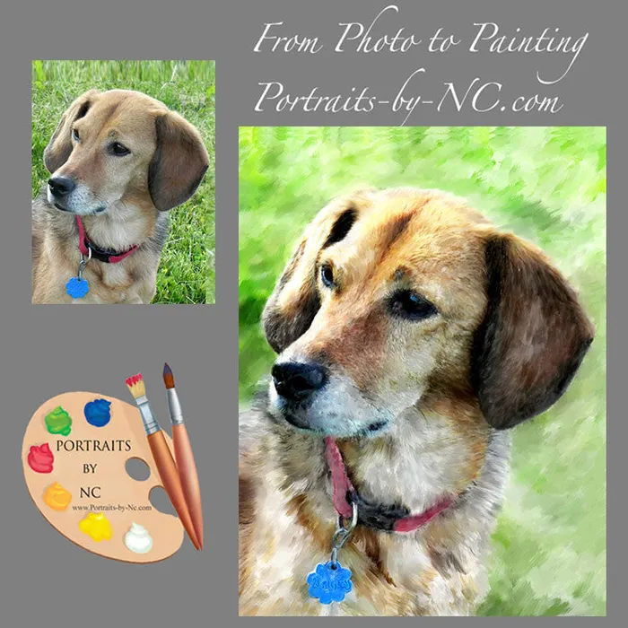 Beagle Dog Pet Portrait Digital Portrait Portraits by NC Earrings