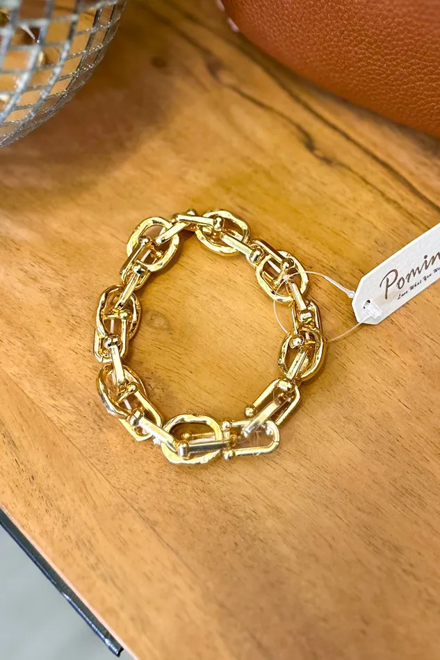 Bracelets Golden Stella Oval Casting Linked Bracelet Gold