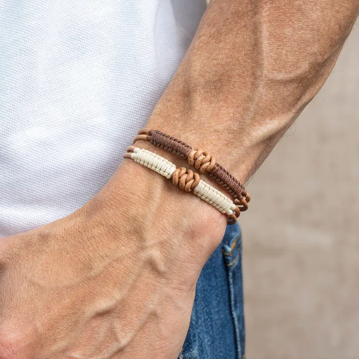 Bracelets Macrala Knot Mens Leather Bracelet