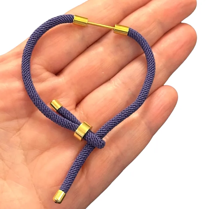 Bracelets Peppy Beads 24Kt Gold Plated Purple Cord Bracelet Blank With Screw Clasp
