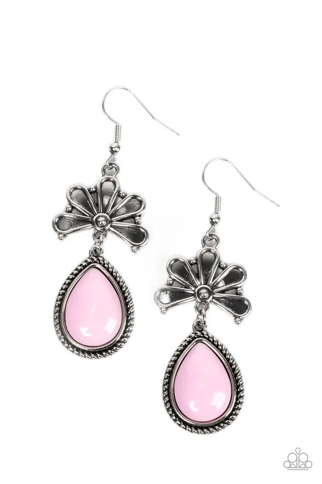 Brightly Blooming Pink Paparazzi Accessories Earrings