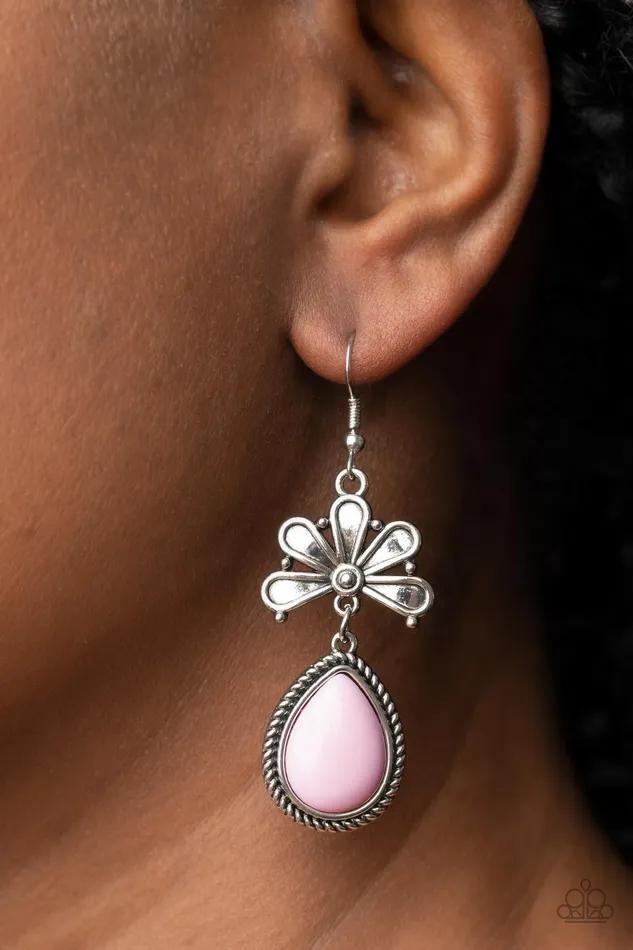 Brightly Blooming Pink Paparazzi Accessories Earrings