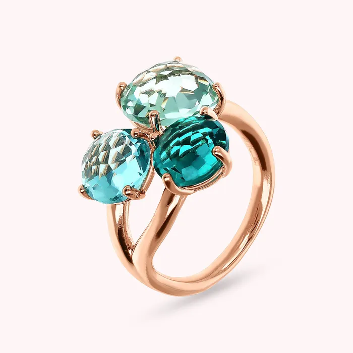 Bronzallure Earrings Anello Trilogy con Prisma Gem Taglio Mosaico