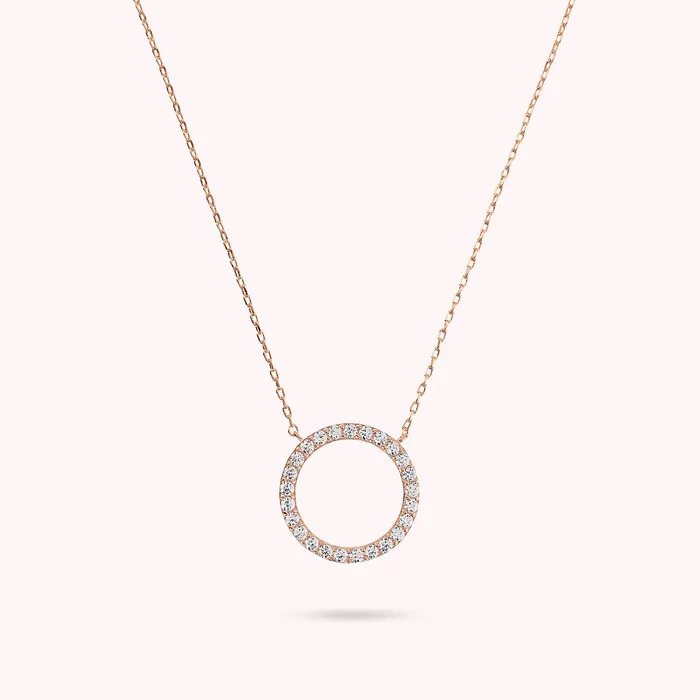 Bronzallure Earrings Collana con Pendente ad Anello in Cubic Zirconia