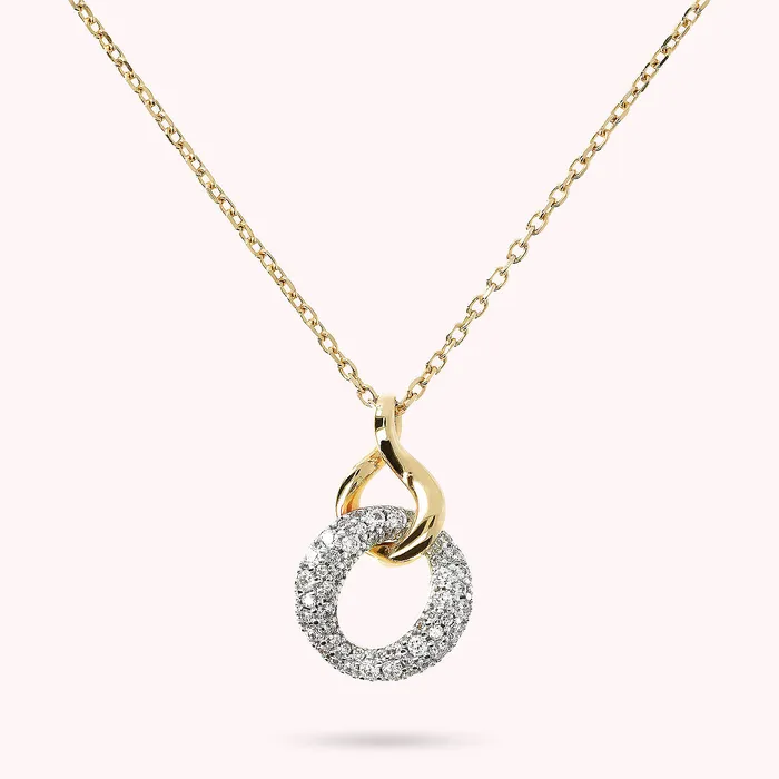 Bronzallure Earrings Collana Golden Doppio Pendente con Pav in Cubic Zirconia Bronzallure Earrings Collana Golden Doppio Pendente con Pav in Cubic Zirconia