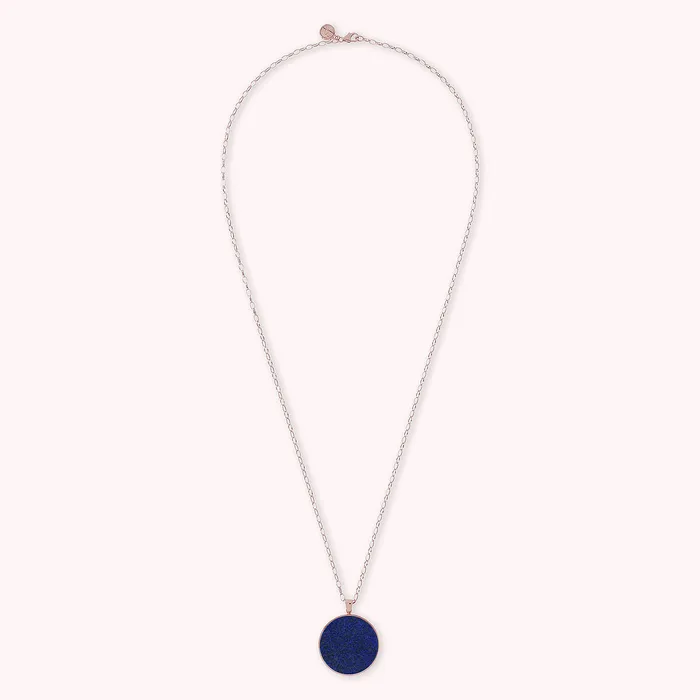 Bronzallure Earrings Collana Lunga con Pendente Disco Grande in Pietra Naturale