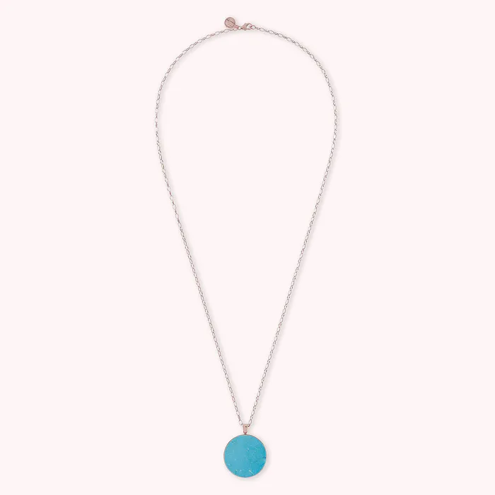 Bronzallure Earrings Collana Lunga con Pendente Disco Grande in Pietra Naturale