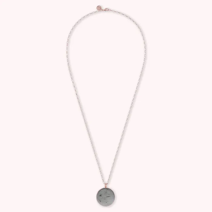 Bronzallure Earrings Collana Lunga con Pendente Disco Grande in Pietra Naturale