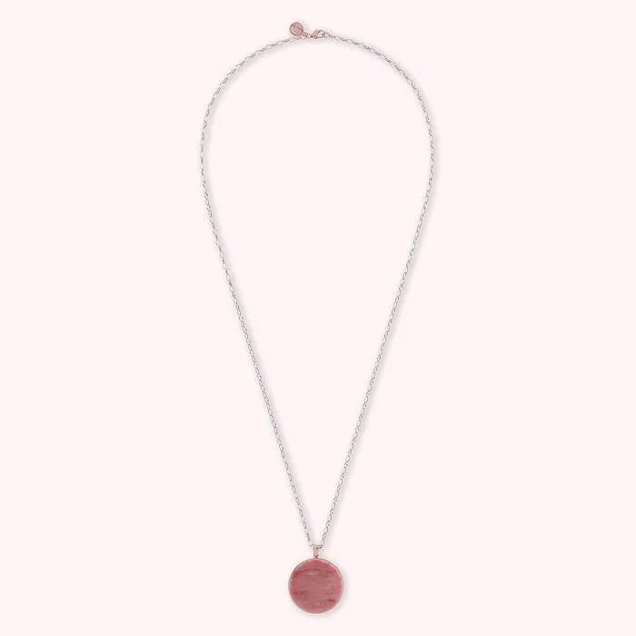 Bronzallure Earrings Collana Lunga con Pendente Disco Grande in Pietra Naturale