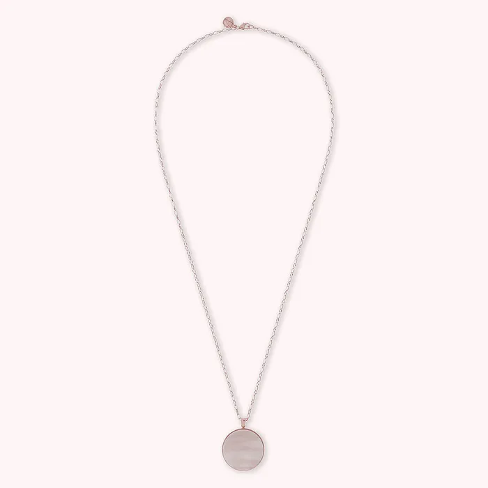 Bronzallure Earrings Collana Lunga con Pendente Disco Grande in Pietra Naturale