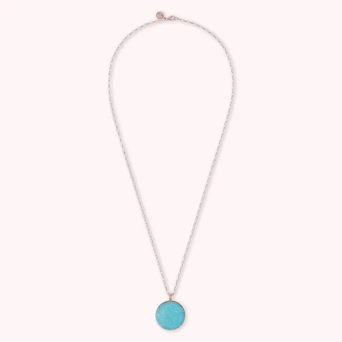 Bronzallure Earrings Collana Lunga con Pendente Disco Grande in Pietra Naturale
