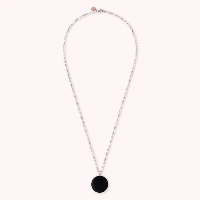 Bronzallure Earrings Collana Lunga con Pendente Disco Grande in Pietra Naturale