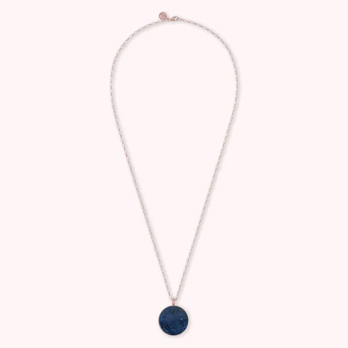 Bronzallure Earrings Collana Lunga con Pendente Disco Grande in Pietra Naturale