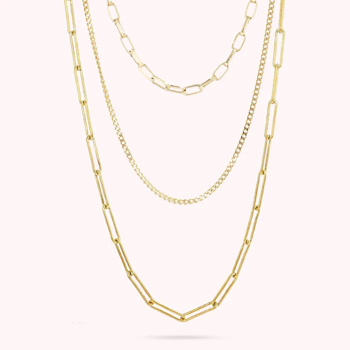 Bronzallure Earrings Collana Multifilo Golden Graduata Catena Forzatina e Grumetta Bronzallure Earrings Collana Multifilo Golden Graduata Catena Forzatina e Grumetta