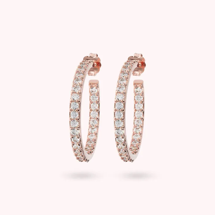 Bronzallure Earrings Orecchini a Cerchio con Cubic Zirconia
