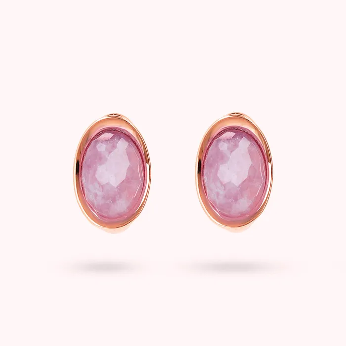 Bronzallure Earrings Orecchini a Lobo con Pietra Naturale Ovale Sfaccettata