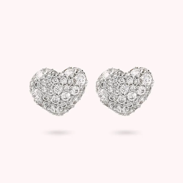 Bronzallure Earrings Orecchini Cuore a Lobo con Pav in Cubic Zirconia