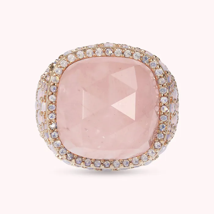 Bronzallure Rings Anello Chevalier con Pietra Naturale Quadrata e Pav di Nano Gem