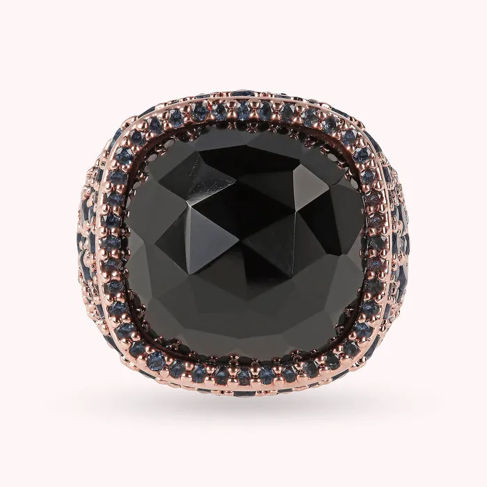 Bronzallure Rings Anello Chevalier con Pietra Naturale Quadrata e Pav di Nano Gem