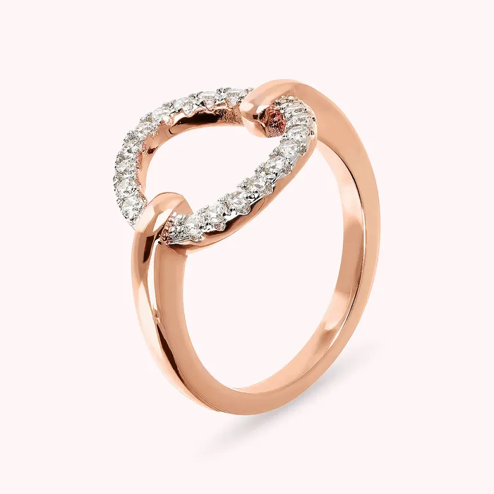 Bronzallure Rings Anello Cocktail con Cerchio in Spinello Nero o Cubic Zirconia