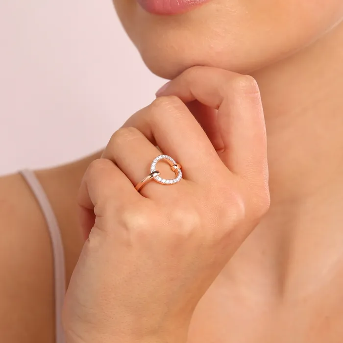 Bronzallure Rings Anello Cocktail con Cerchio in Spinello Nero o Cubic Zirconia