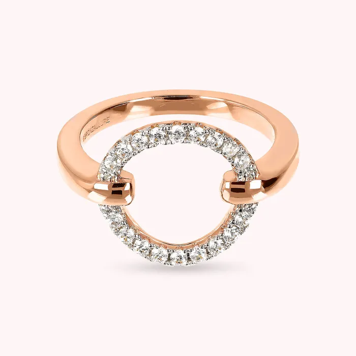 Bronzallure Rings Anello Cocktail con Cerchio in Spinello Nero o Cubic Zirconia