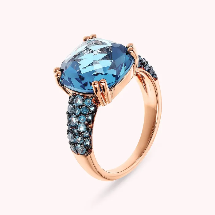 Bronzallure Rings Anello Cocktail con Prisma Gem Quadrata e Pav