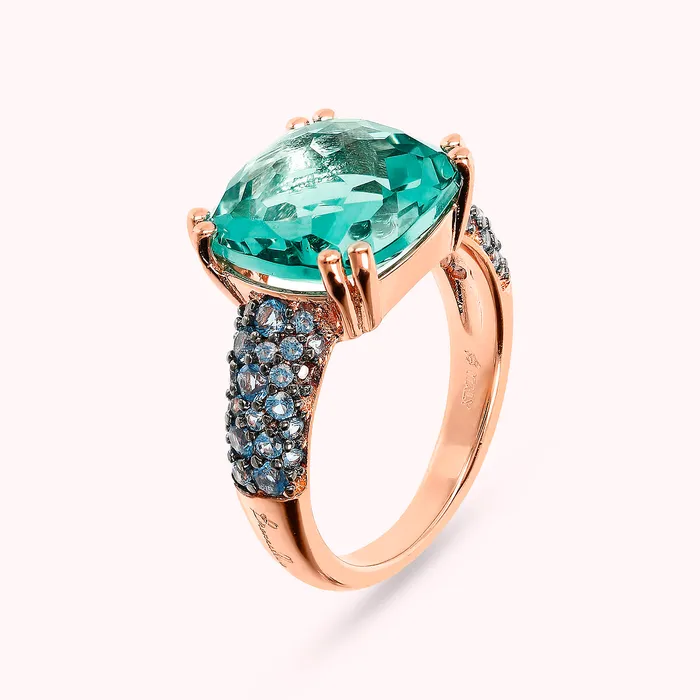 Bronzallure Rings Anello Cocktail con Prisma Gem Quadrata e Pav