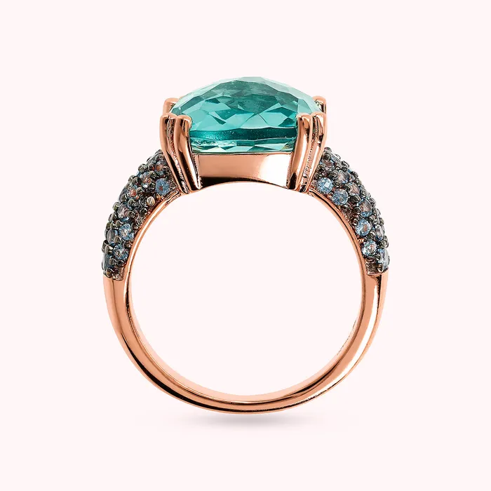 Bronzallure Rings Anello Cocktail con Prisma Gem Quadrata e Pav