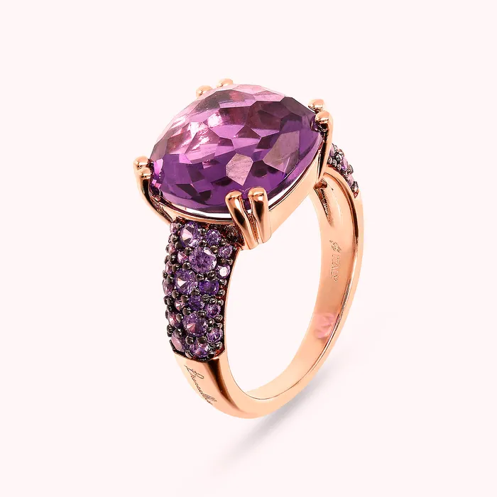 Bronzallure Rings Anello Cocktail con Prisma Gem Quadrata e Pav