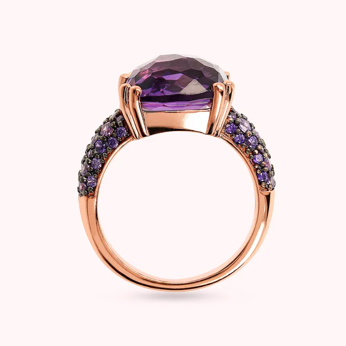 Bronzallure Rings Anello Cocktail con Prisma Gem Quadrata e Pav