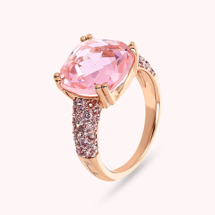 Bronzallure Rings Anello Cocktail con Prisma Gem Quadrata e Pav