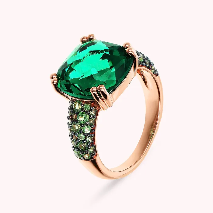 Bronzallure Rings Anello Cocktail con Prisma Gem Quadrata e Pav