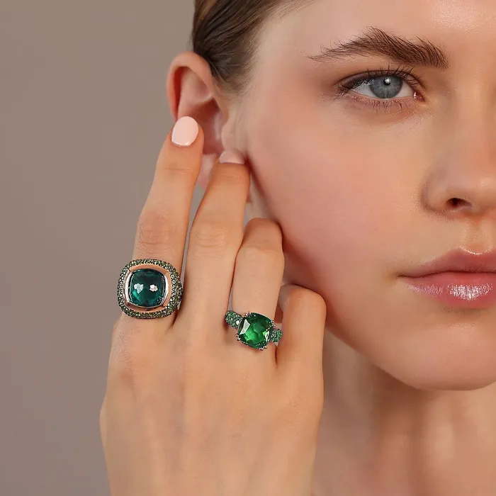 Bronzallure Rings Anello Cocktail con Prisma Gem Quadrata e Pav