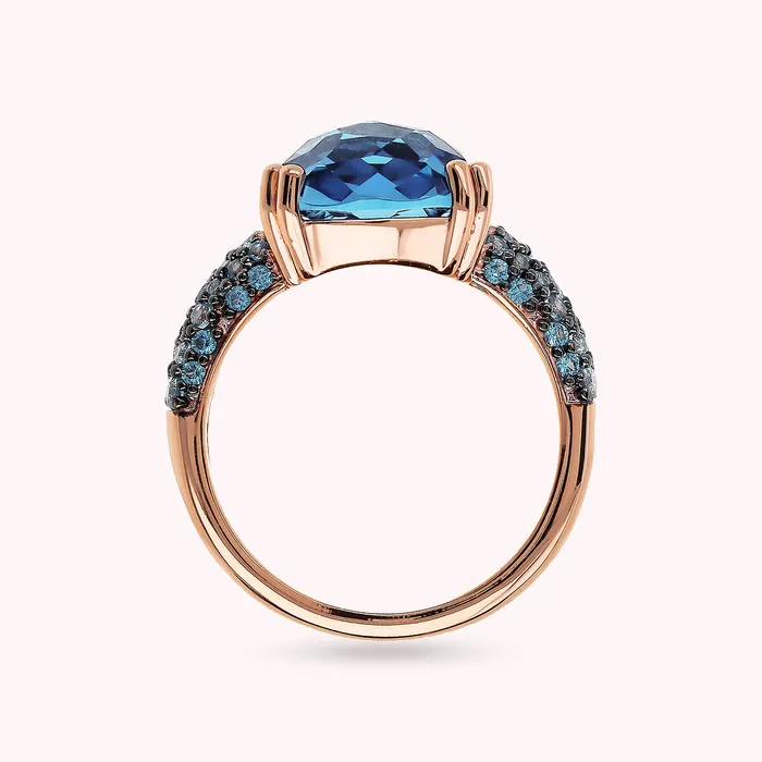 Bronzallure Rings Anello Cocktail con Prisma Gem Quadrata e Pav
