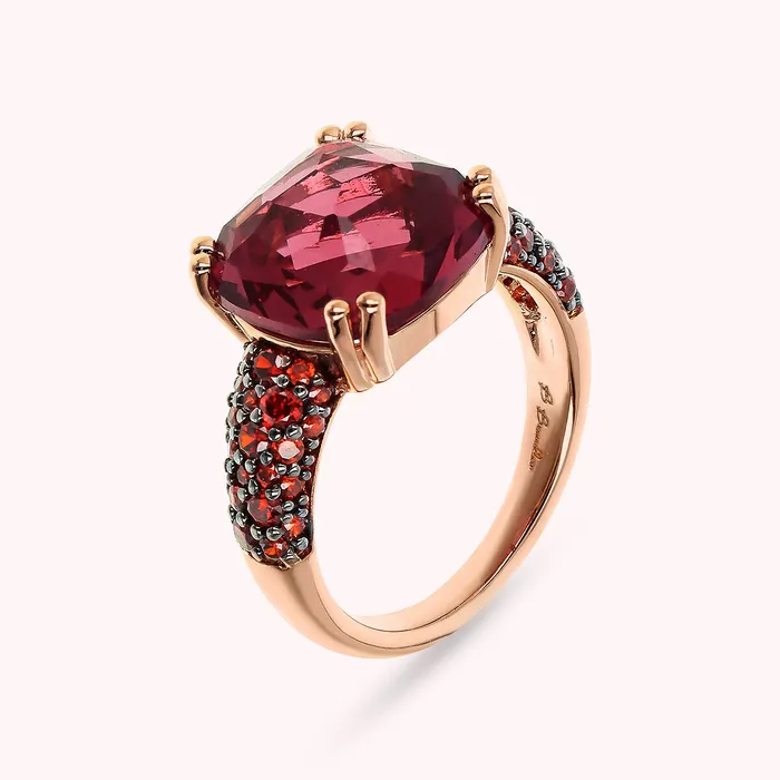 Bronzallure Rings Anello Cocktail con Prisma Gem Quadrata e Pav