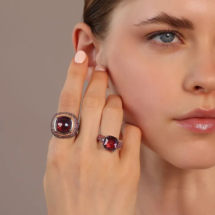 Bronzallure Rings Anello Cocktail con Prisma Gem Quadrata e Pav