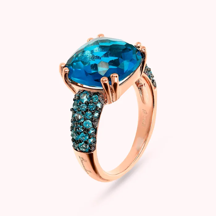 Bronzallure Rings Anello Cocktail con Prisma Gem Quadrata e Pav