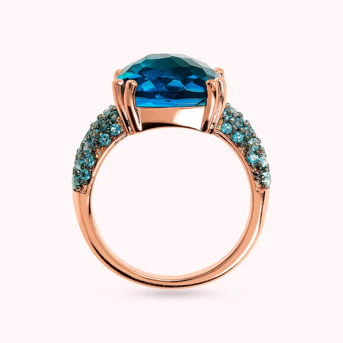 Bronzallure Rings Anello Cocktail con Prisma Gem Quadrata e Pav