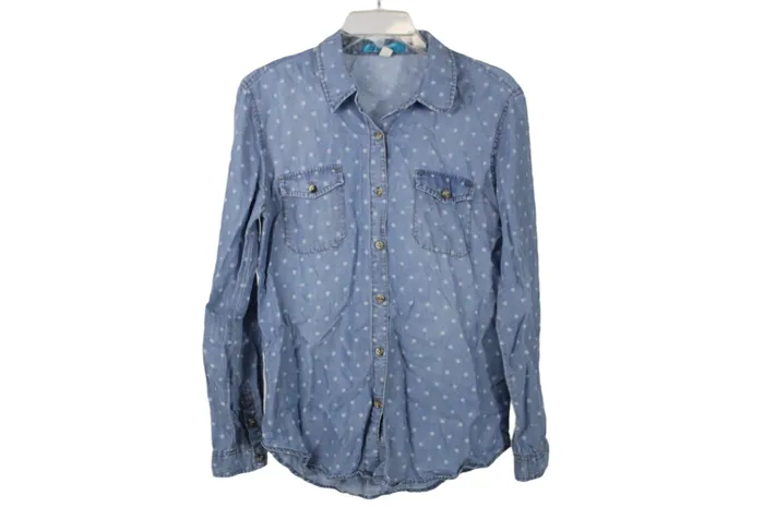 Buttous Chambray Patterned Top S Jubilee Thrift Earrings