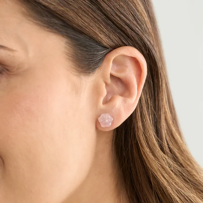 Carved Rose Quartz Paw Studs Chadds Ford Jewelry Earrings