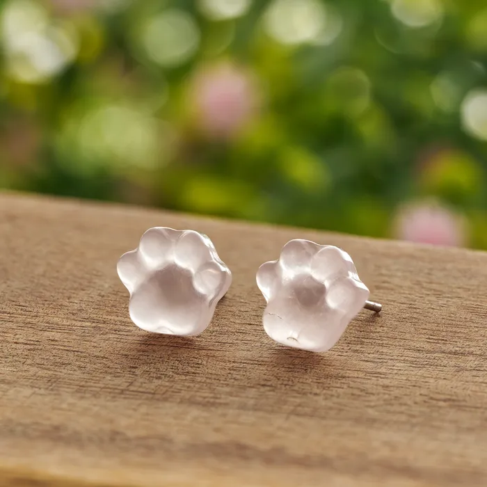 Carved Rose Quartz Paw Studs Chadds Ford Jewelry Earrings