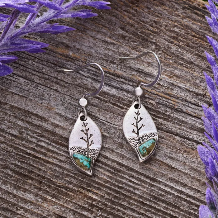 Chadds Ford Jewelry Earrings Turquoise Leaf Tree Earrings